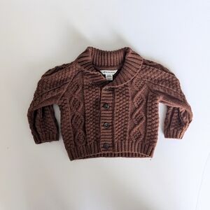 Janie + Jack Rust Brown Cable Knit Cardigan